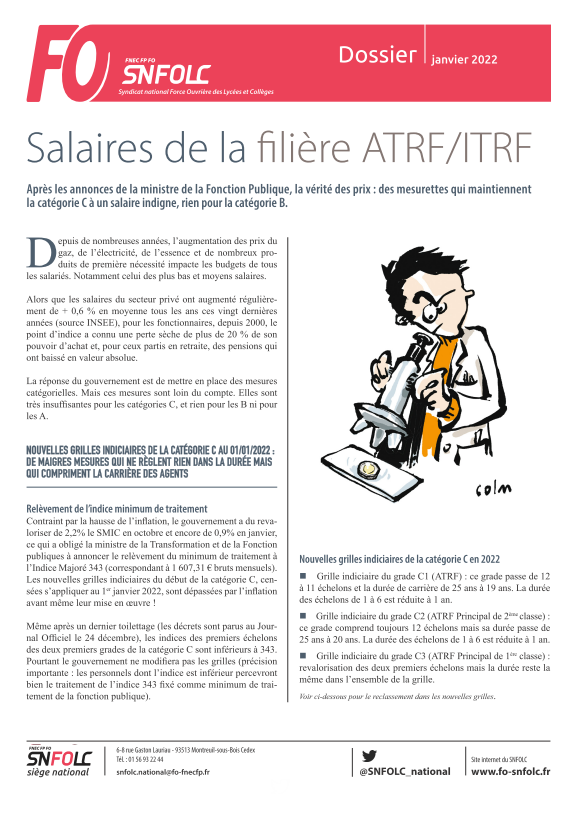 DOSSIER Salaires de la filière ATRF/ITRF