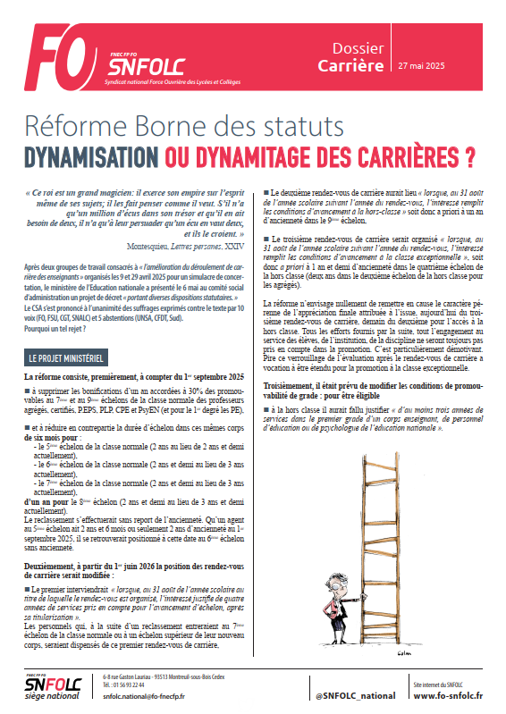 Réforme Borne des statuts : DYNAMISATION OU DYNAMITAGE DES CARRIÈRES ?