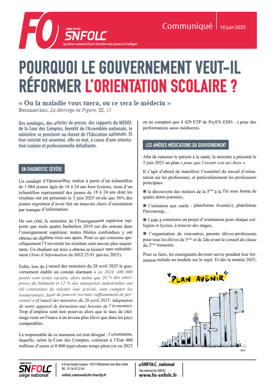 POURQUOI LE GOUVERNEMENT VEUT-IL RÉFORMER L’ORIENTATION SCOLAIRE ??