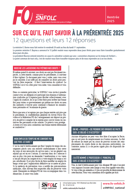 CE QU’IL FAUT SAVOIR AVANT LA RENTRÉE