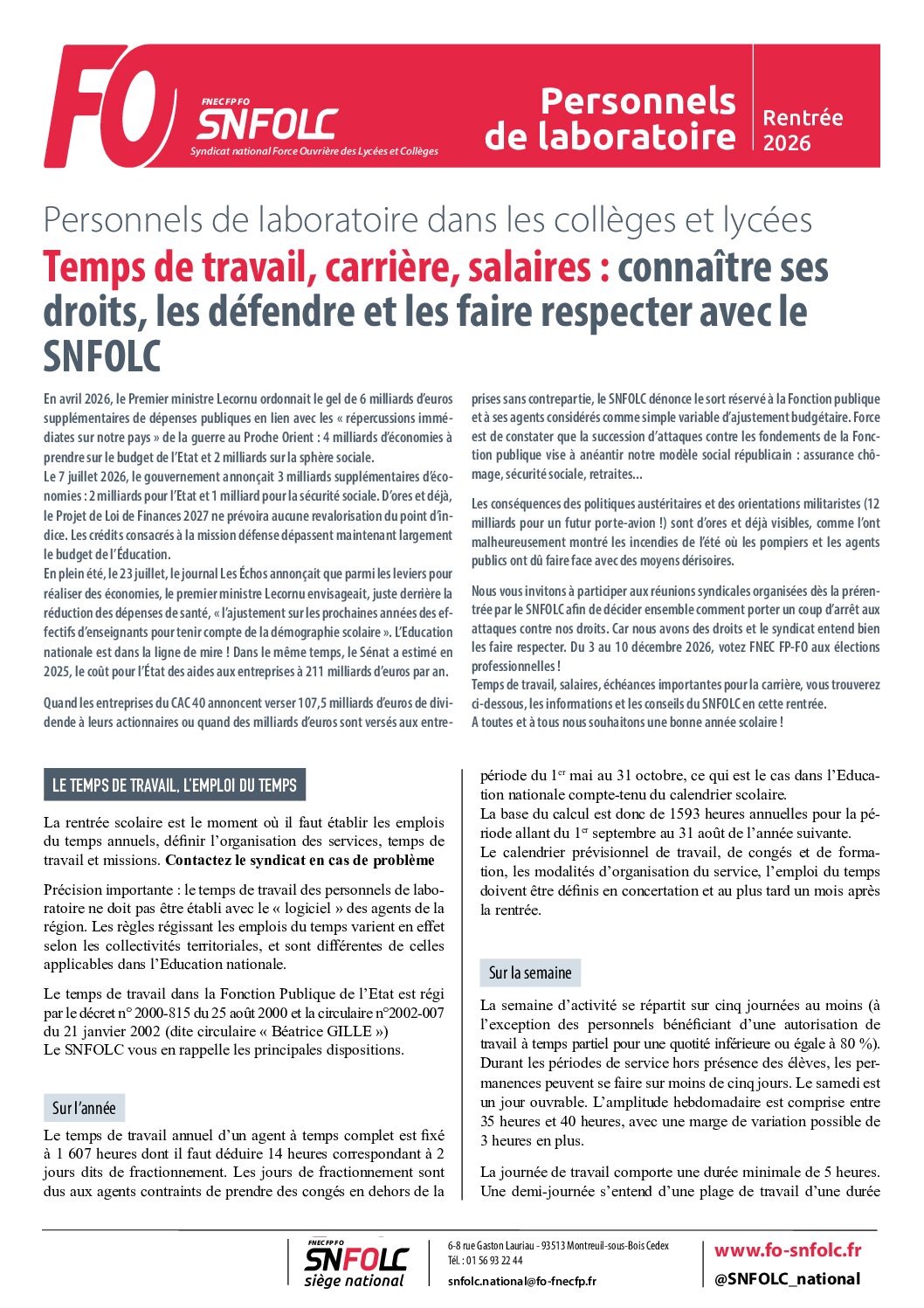 LABO : CE QU’IL FAUT SAVOIR À LA RENTRÉE 2026