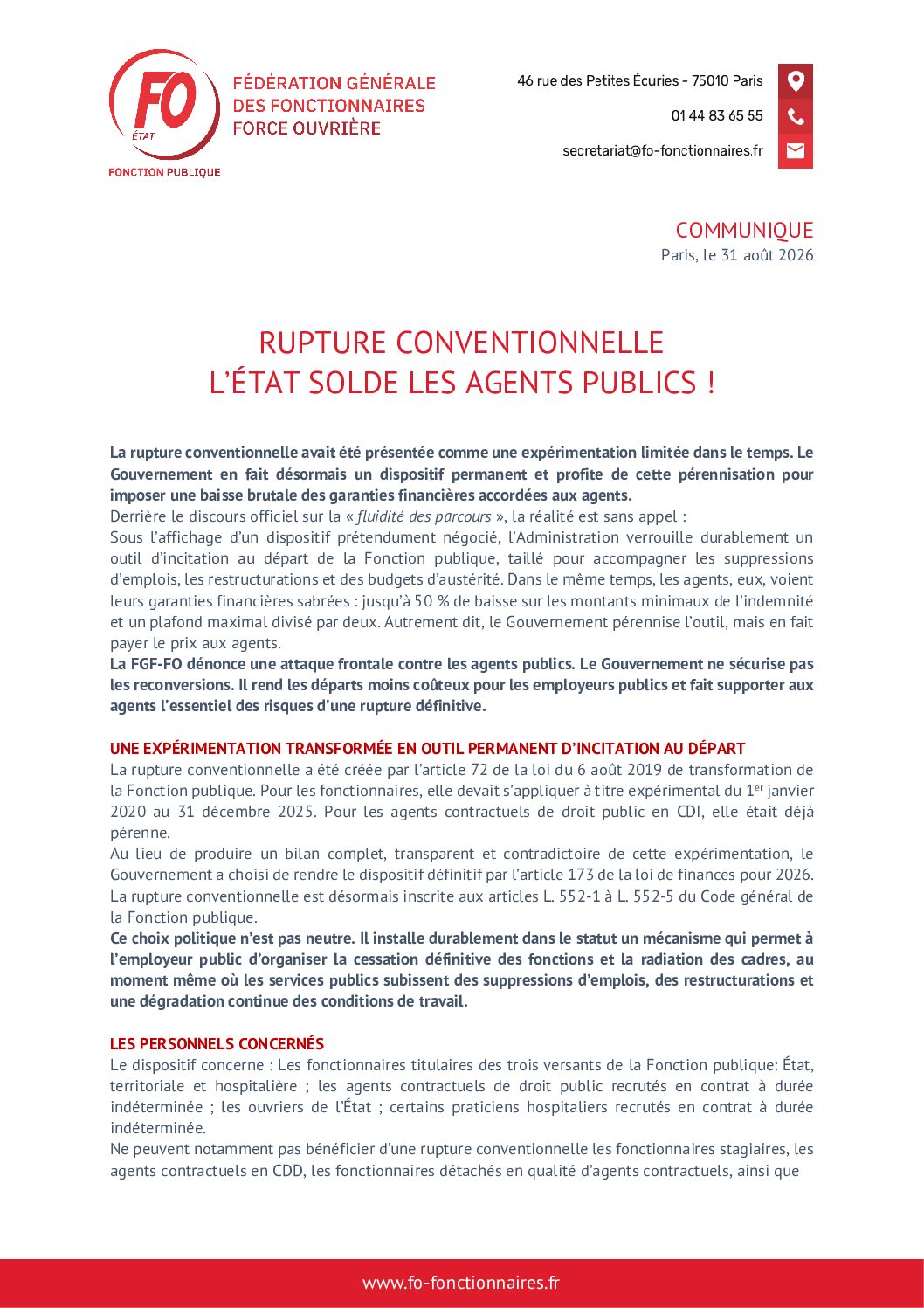 Rupture conventionnelle : l’État solde les agents publics !